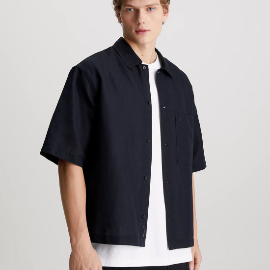 Calvin Klein Ανδρικό πουκάμισο Linen Cotton Short Sleeve Shirt